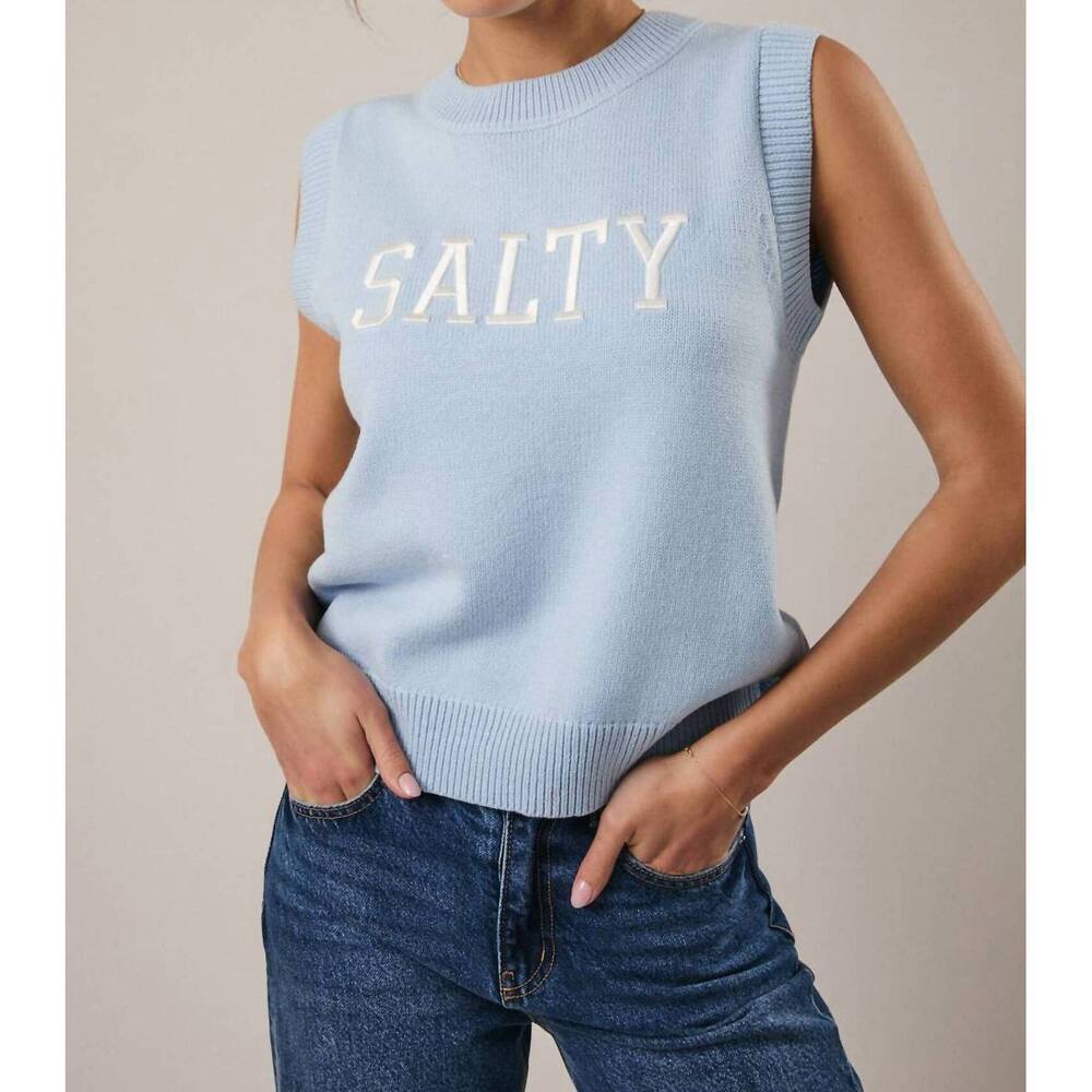 NEW SUNDAY EDITION salty sleeveless knit sweater vest in lt blue